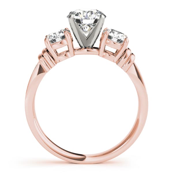 3-Stone Round Engagement Ring, style 82851, Side view in rose gold