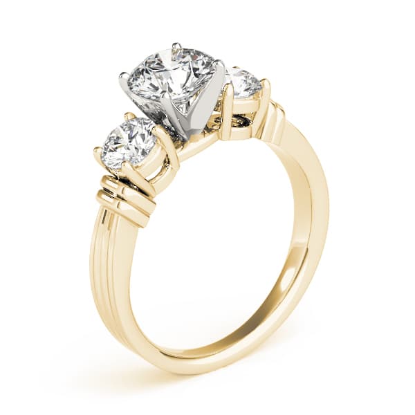 3-Stone Round Engagement Ring, style 82851, Top view in yellow gold