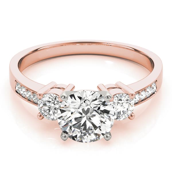 3-Stone Single Row Engagement Ring, style 82852, On hand view in rose gold