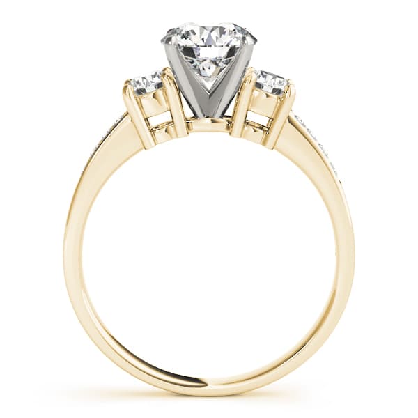 3-Stone Single Row Engagement Ring, style 82852, Side view in yellow gold