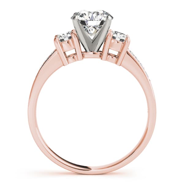 3-Stone Single Row Engagement Ring, style 82852, Side view in rose gold