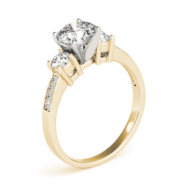 3-Stone Single Row Engagement Ring, style 82852, Top view in yellow gold