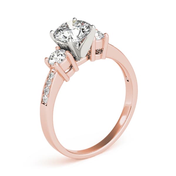 3-Stone Single Row Engagement Ring, style 82852, Top view in rose gold