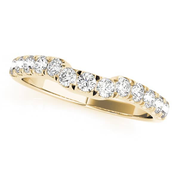 U-Prong Curved Wedding Band (0.3 ct. tw.), Front view in yellow gold