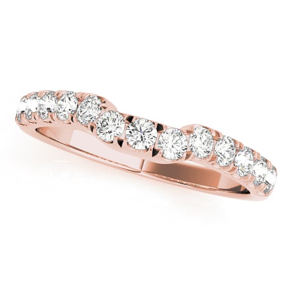 U-Prong Curved Wedding Band (3/8 ct. tw.), Front view in rose gold