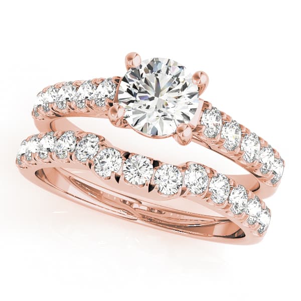 Single Row Split Prong Trellis Engagement Ring, style 82854, On hand view in rose gold