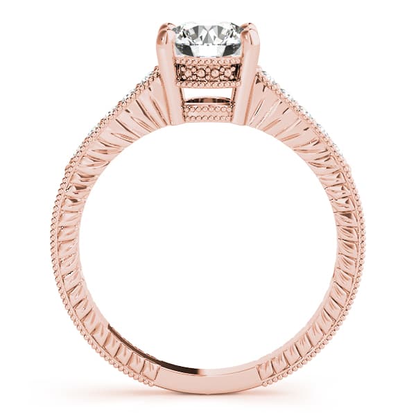 Antique Single Row Prong Milgrain Engagement Ring, style 82855, Side view in rose gold
