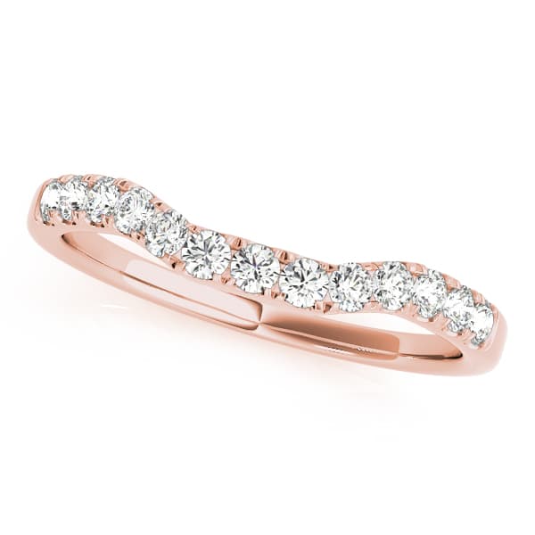 Split Prong Curved Wedding Bands (1/2 ct. tw.), Front view in rose gold