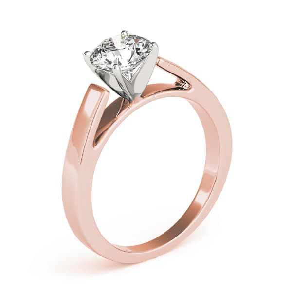 Cathedral Solitaire Engagement Ring, style 82861, Top view in rose gold