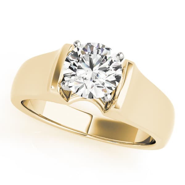 Solitaire Round Engagement Ring, style 82863, Front view in yellow gold