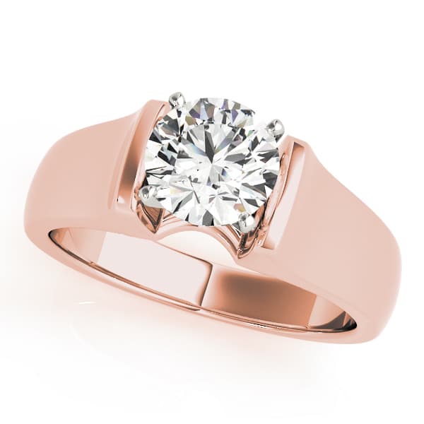 Solitaire Round Engagement Ring, style 82863, Front view in rose gold