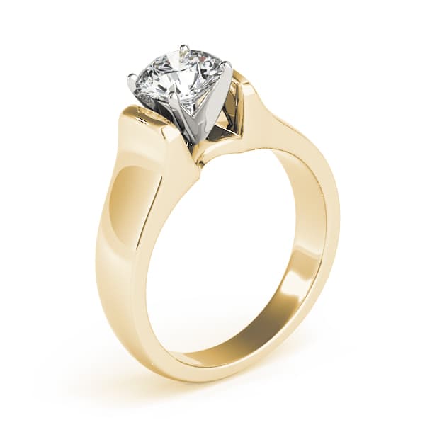 Solitaire Round Engagement Ring, style 82863, On hand view in yellow gold