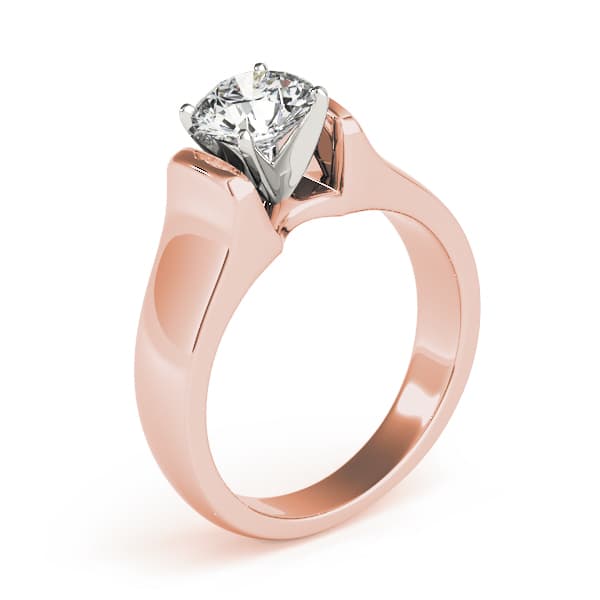 Solitaire Round Engagement Ring, style 82863, On hand view in rose gold