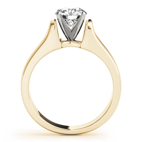 Solitaire Round Engagement Ring, style 82863, Side view in yellow gold