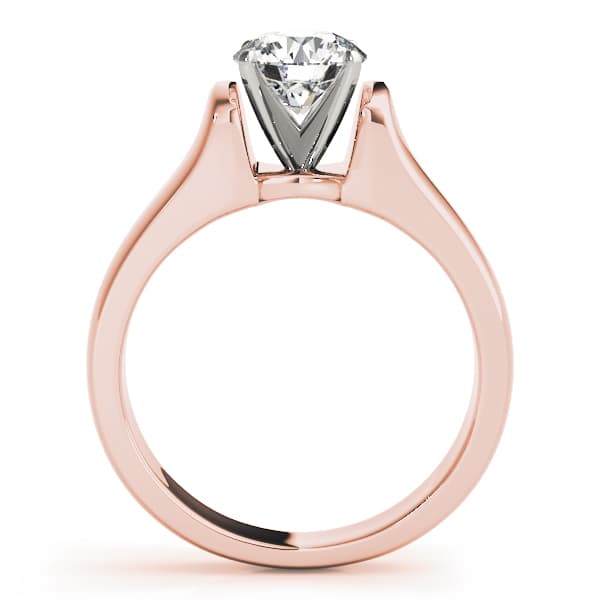Solitaire Round Engagement Ring, style 82863, Side view in rose gold