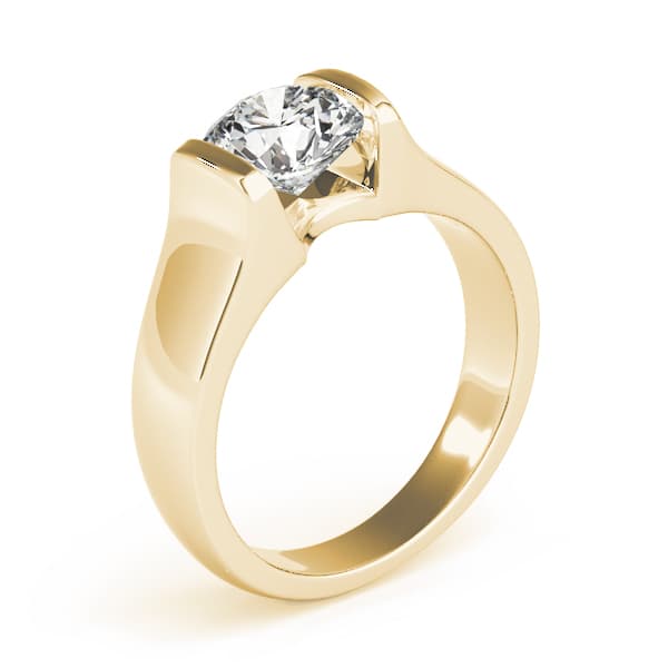 Solitaire Round Engagement Ring, style 82863, Top view in yellow gold