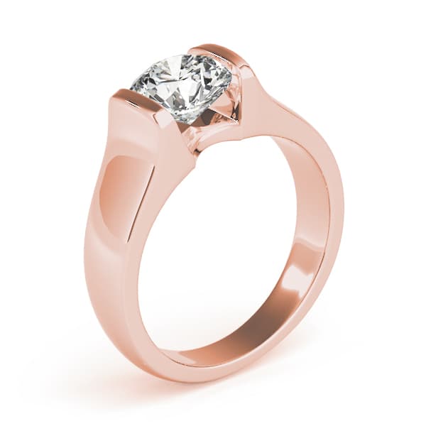 Solitaire Round Engagement Ring, style 82863, Top view in rose gold