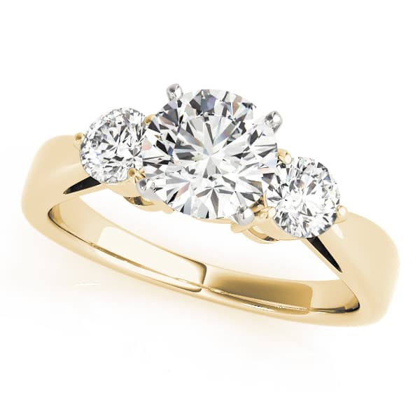 3 Stone Round Engagement Ring, style 82867, Front view in yellow gold