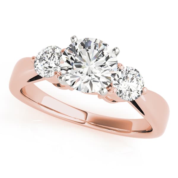 3 Stone Round Engagement Ring, style 82867, Front view in rose gold