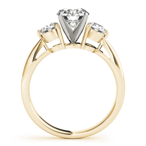3 Stone Round Engagement Ring, style 82867, Side view in yellow gold