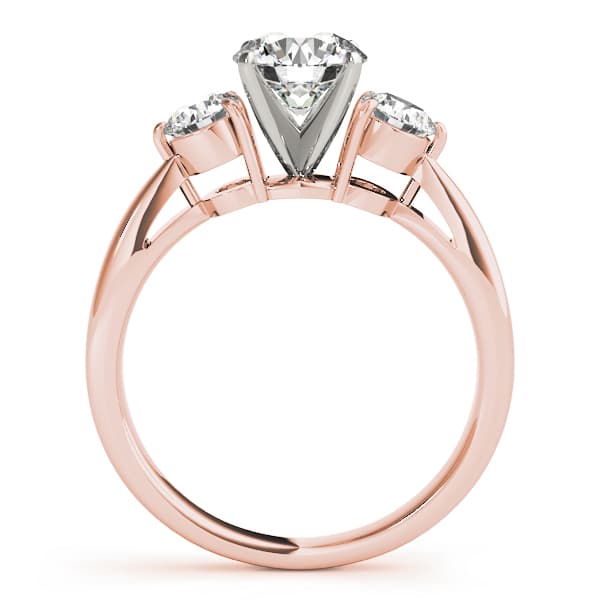 3 Stone Round Engagement Ring, style 82867, Side view in rose gold