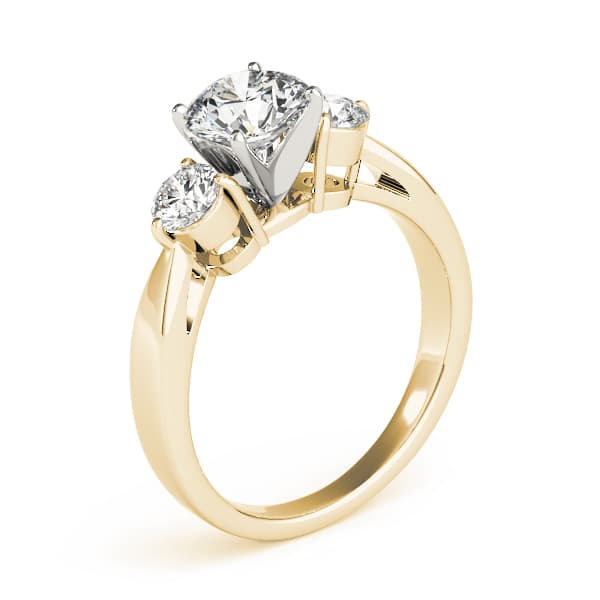 3 Stone Round Engagement Ring, style 82867, Top view in yellow gold