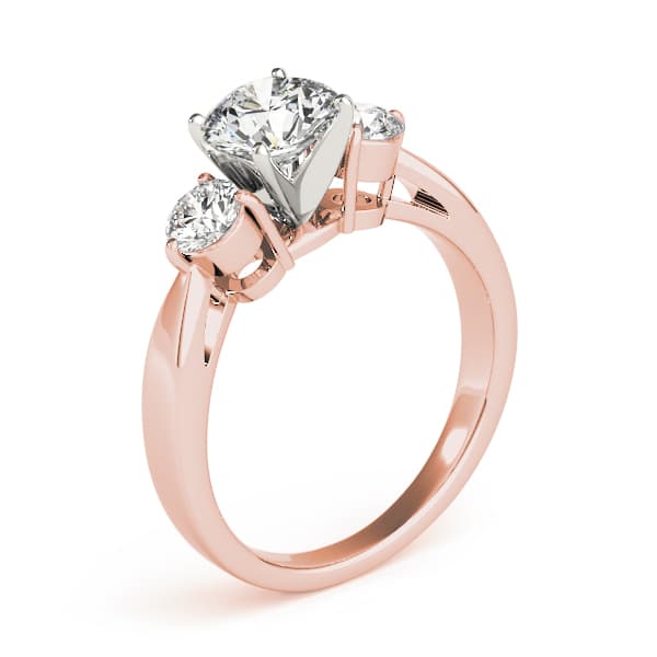 3 Stone Round Engagement Ring, style 82867, Top view in rose gold