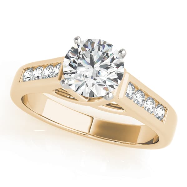Channel Set Single Row Engagement Ring, style 82869, Front view in yellow gold