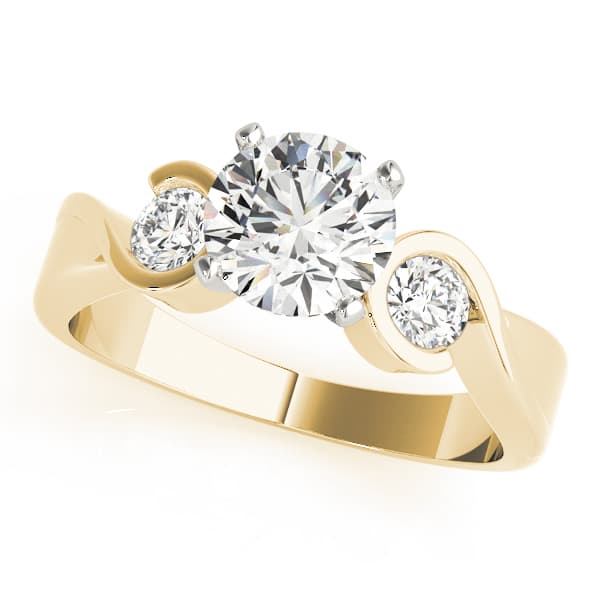 3 Stone Round Engagement Ring, style 82870, Front view in yellow gold