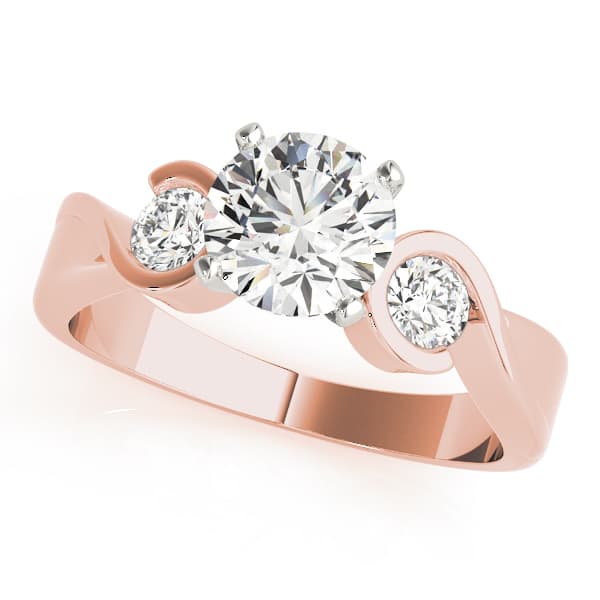 3 Stone Round Engagement Ring, style 82870, Front view in rose gold