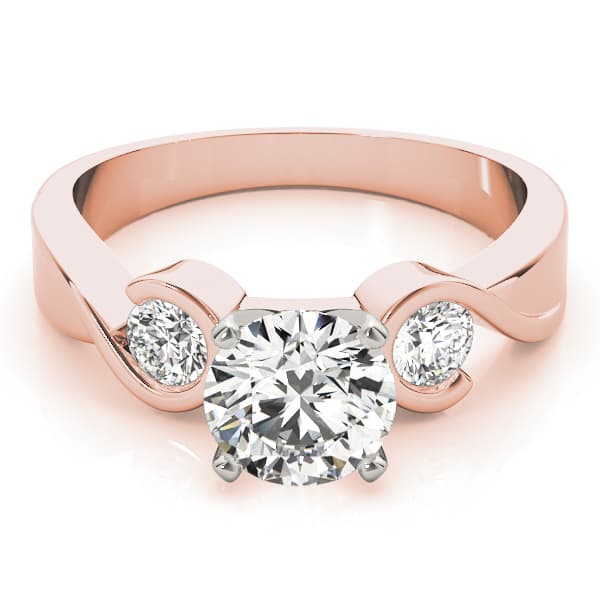 3 Stone Round Engagement Ring, style 82870, On hand view in rose gold