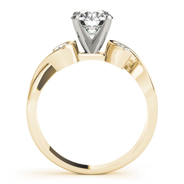 3 Stone Round Engagement Ring, style 82870, Side view in yellow gold