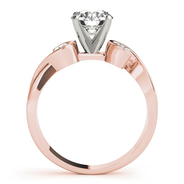 3 Stone Round Engagement Ring, style 82870, Side view in rose gold