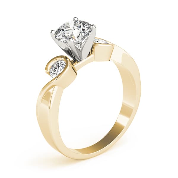 3 Stone Round Engagement Ring, style 82870, Top view in yellow gold