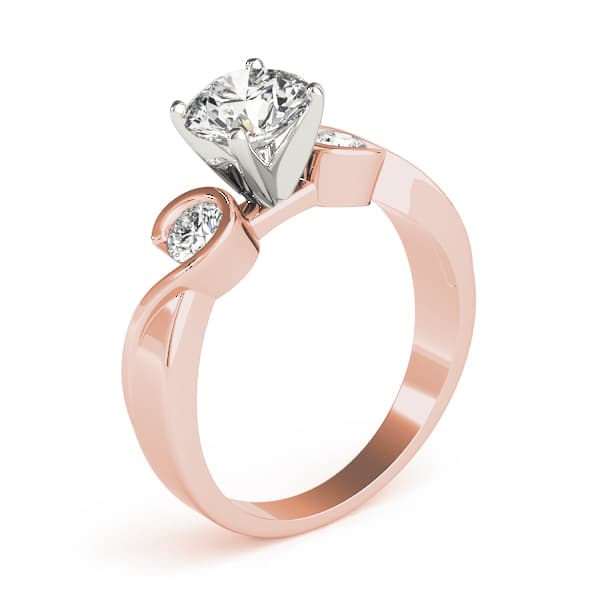 3 Stone Round Engagement Ring, style 82870, Top view in rose gold
