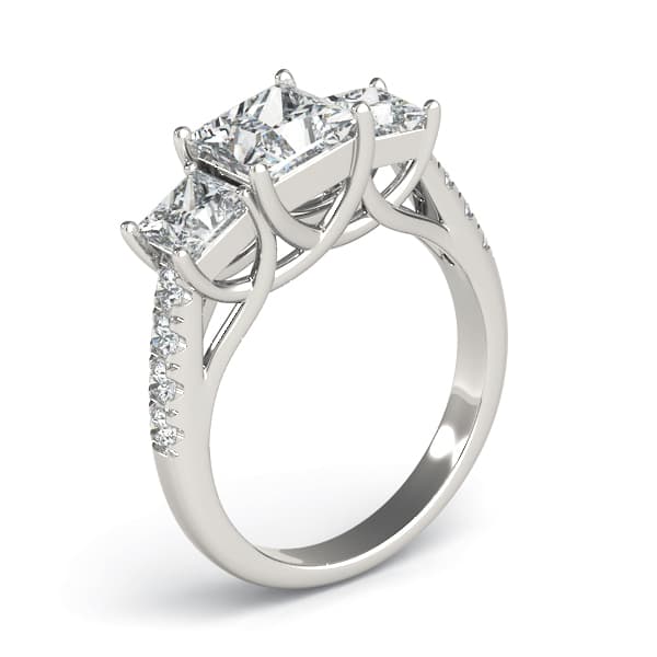 3-Stone Single Row Trellis Princess Engagement Ring, style 82872, Top view in white gold or platinum