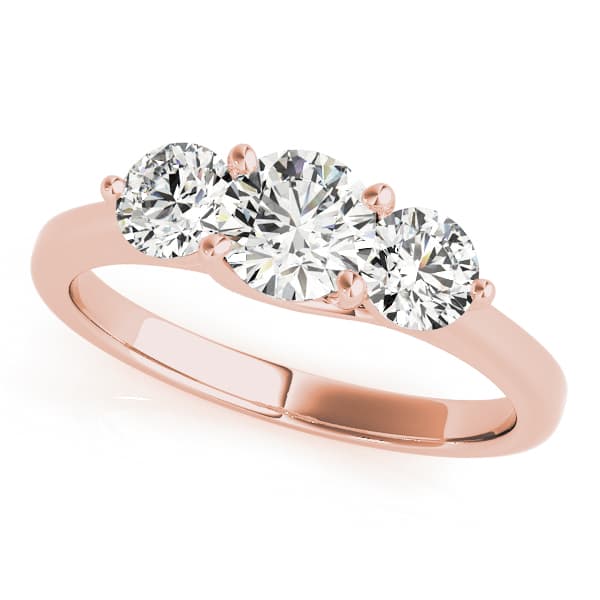 3-Stone Trellis Engagement Ring, style 82873, Front view in rose gold