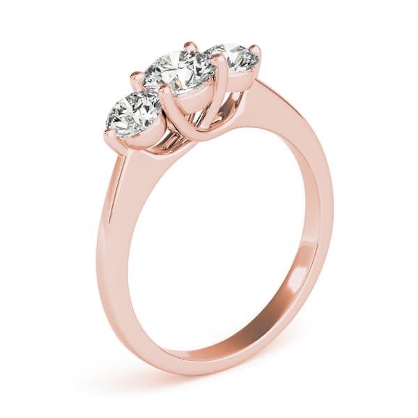 3-Stone Trellis Engagement Ring, style 82873, Angle view in rose gold