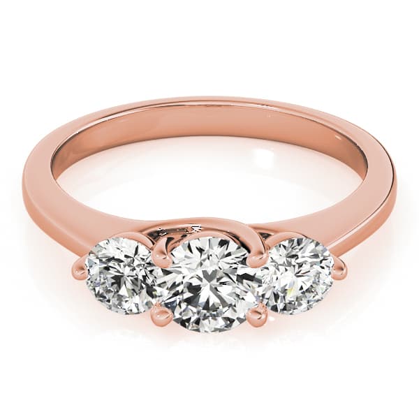 3-Stone Trellis Engagement Ring, style 82873, On hand view in rose gold