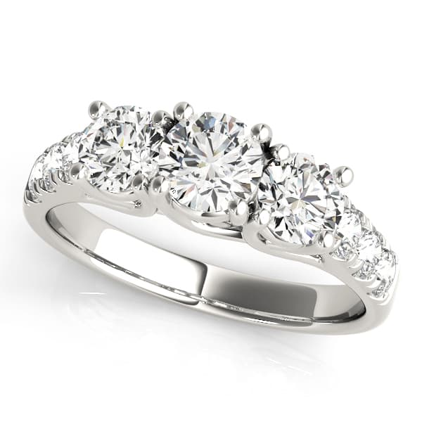 3-Stone Split Prong Trellis Engagement Ring — style 82875 in 10k White Gold