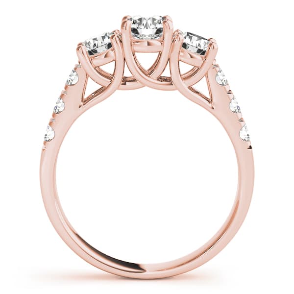 3-Stone Split Prong Trellis Engagement Ring, style 82875, Side view in rose gold