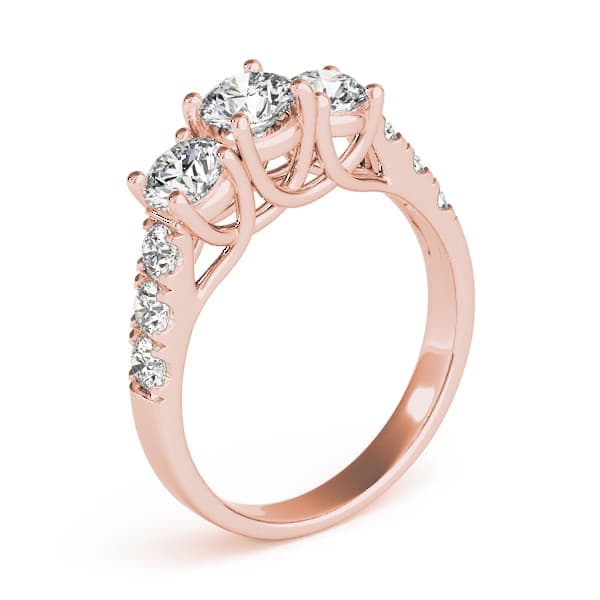 3-Stone Split Prong Trellis Engagement Ring, style 82875, Top view in rose gold