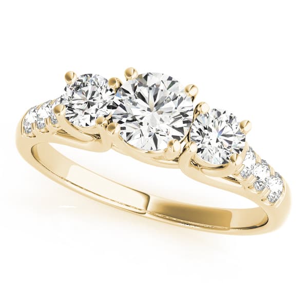 Round 3-Stone Trellis Engagement Ring, style 82876, Front view in yellow gold