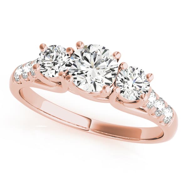 Round 3-Stone Trellis Engagement Ring, style 82876, Front view in rose gold