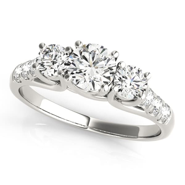 Round 3-Stone Trellis Engagement Ring — style 82876 in 10k White Gold