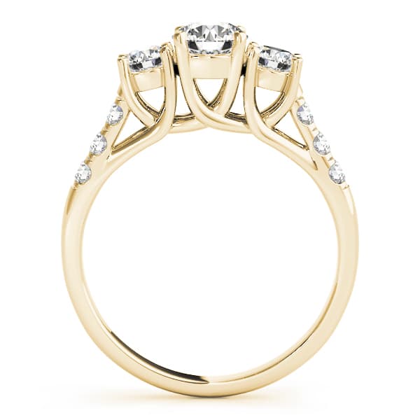 Round 3-Stone Trellis Engagement Ring, style 82876, Side view in yellow gold