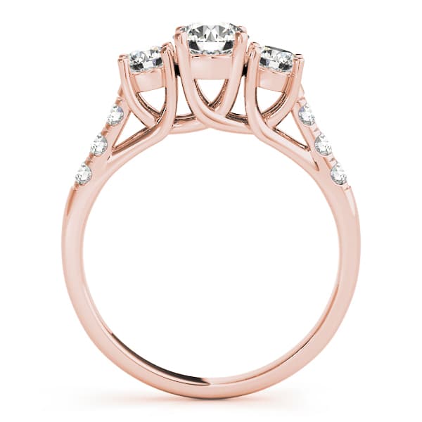 Round 3-Stone Trellis Engagement Ring, style 82876, Side view in rose gold
