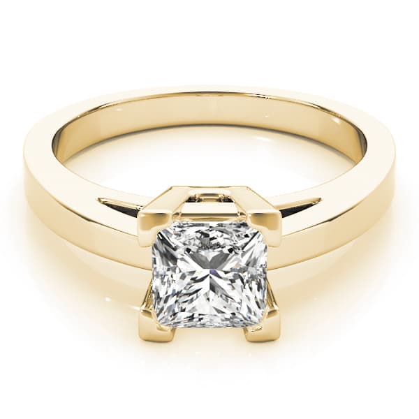Solitaire Engagement Ring, style 82877, On hand view in yellow gold