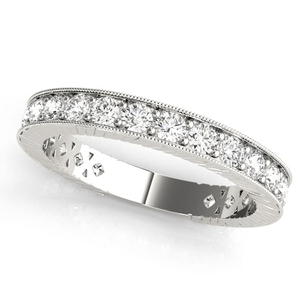 Prong In Channel Milgrain Wedding Bands — View 1