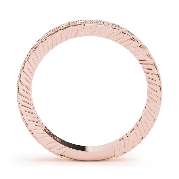 Prong In Channel Milgrain Wedding Bands (0.77 ct. tw.), Side view in rose gold